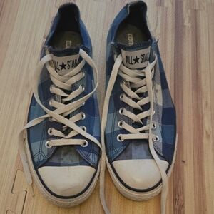 Converse Blue Plaid Athletic Shoes Mens Size 10 Womens Size 12